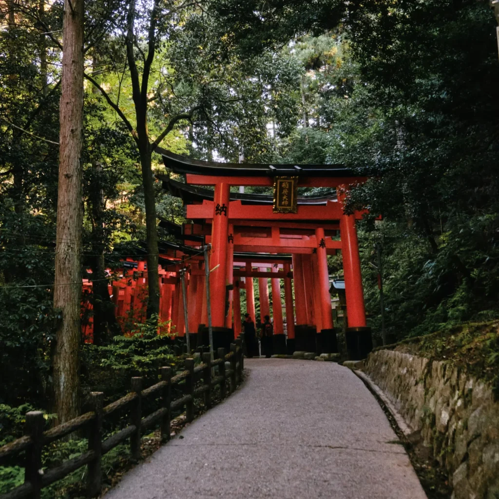 Camino de torii rojos en Fushimi Inari Taisha en Kioto