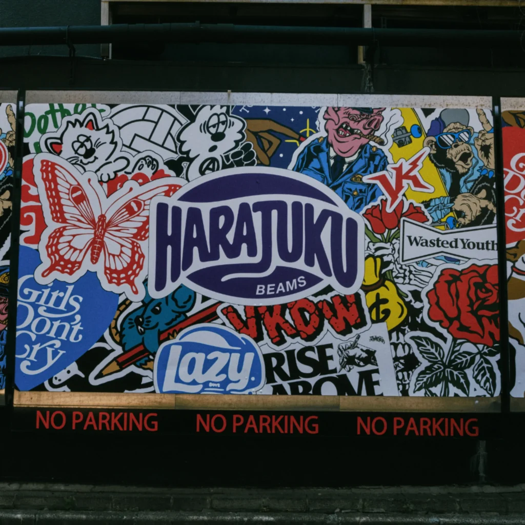 grafiti y arte urbano en Harajuku, un barrio de Tokio