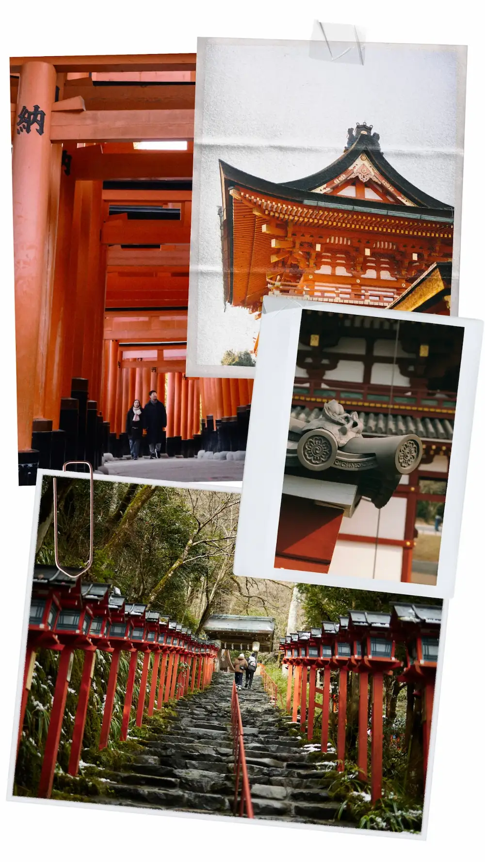 Collage de la agencia de viajes a Japón japoneo 2 Collage de torii, santuarios y templos de Japón de la agencia de viajes japoneo