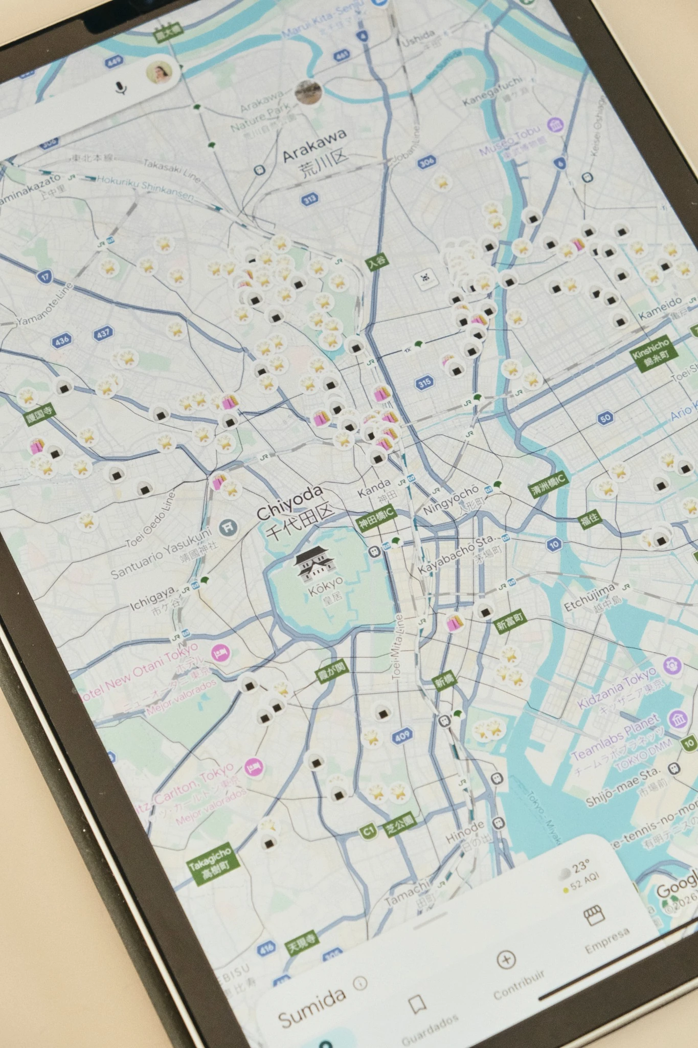 Mapa de Tokio con recomendaciones para luna de miel de Japón